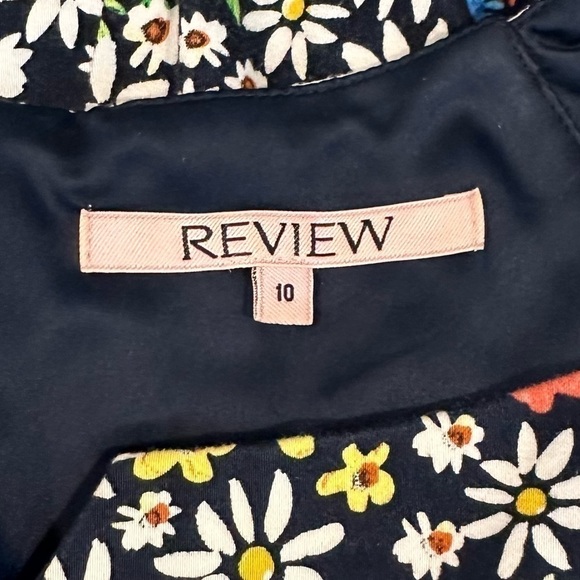 Review floral dress navy blue rainbow flowers floral feminine ladies size 10 - Picture 3 of 5